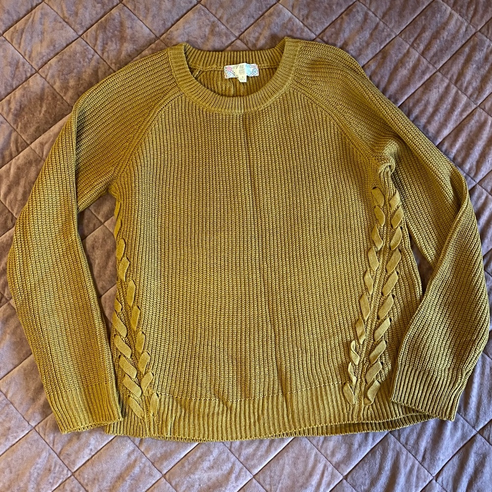 Pink Rose Lace-Up Sweater